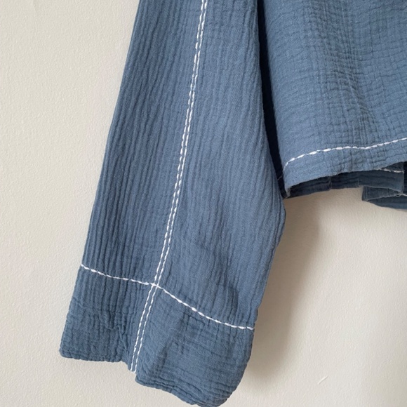 7 FOR ALL MANKIND blue button up shirt - Picture 3 of 4